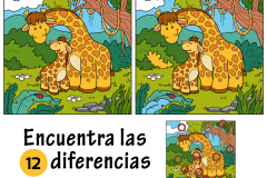 Find differences, game for children (two giraffes)
