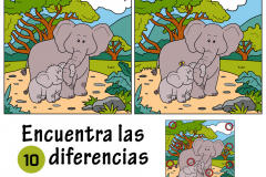 Find differences, game for children (two elephants)